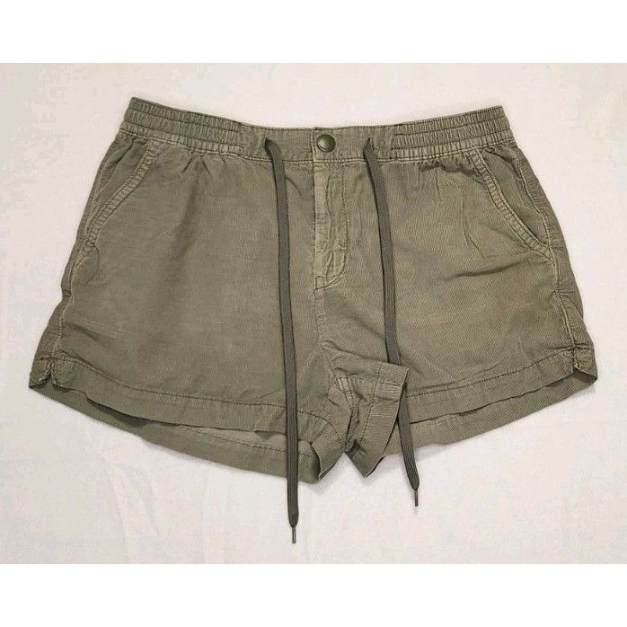 American Eagle Shorts Casual Drawstring Waist Corduroy Medium Olive Green